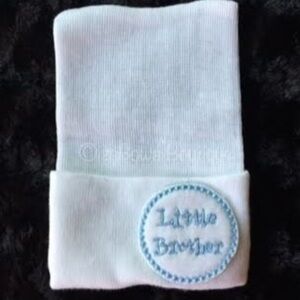 NEW White Newborn Hat with "Little Brother"